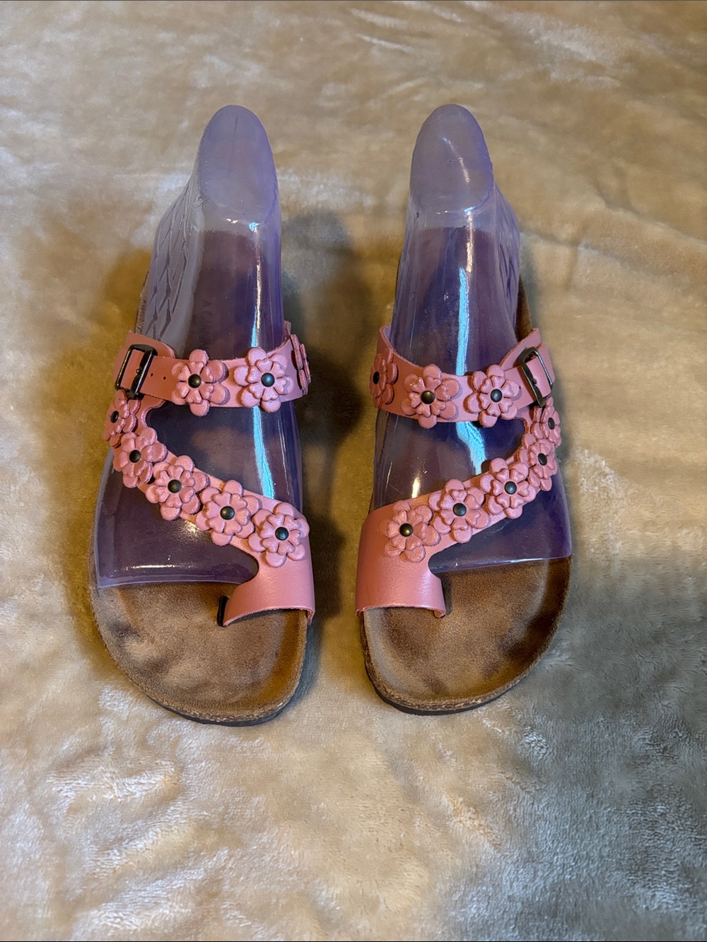 Women's Floral Strap Pink Slide Sandals